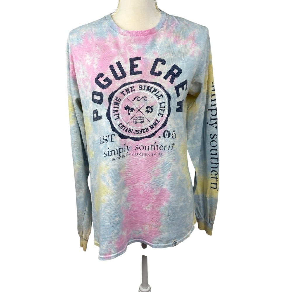 Simply Southern Pogue Crew top size Medium tie dye beach vacation outdoors
